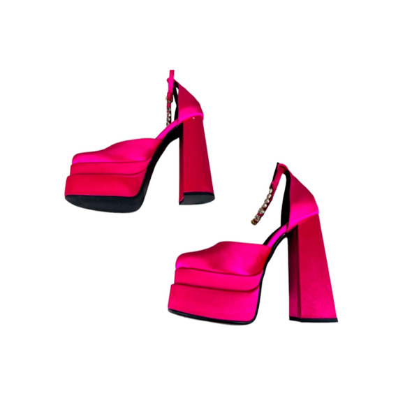 Women's High Heels Shoes Block Pumps Platform Ankle Strap Buckle Round Toe 8.5 - Picture 4 of 10
